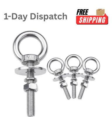 ZYUAROM 4 Pack M8 Stainless Steel Eye Bolts with Nuts 5/16 x 2 Inch
