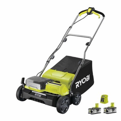 RYOBI Rasenlüfter Vertikutierer mit 2 x 4,0Ah Akkus & Ladegerät ONE+ 18V