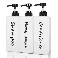 Shampoo and Conditioner Dispenser Set of 3, 21oz Modern Refillable Shampoo ...