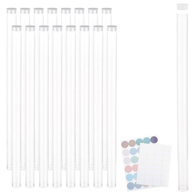 20 Pack Clear Plastic Tube 12.9 Inch Long Round Tubes Empty Tube Container wi...