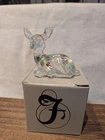 Vintage Fenton Iridescent Glass Figural Deer Hand Painted Flowers Original Box