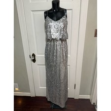 Silver Sequin Long Prom Homecoming Pageant Formal Size 4