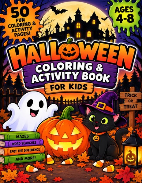 Malbuch Halloween FüR Kinder 4-8 Jahre, AktivitäTen, Ausmalen, Spaß-image