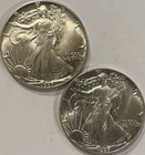 Lot of 2 1987 American Silver Eagle $1 1 oz .999 Fine Silver Uncertified Coins
