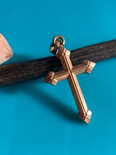 Ancienne Croix Creuse Pendentif en Plaqué Or