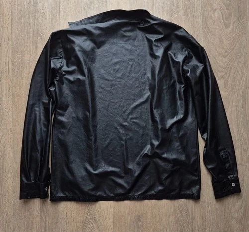 Vintage VERSACE JEANS COUTURE Black Polyurethane leather Shirt Jacket Medusa image 10