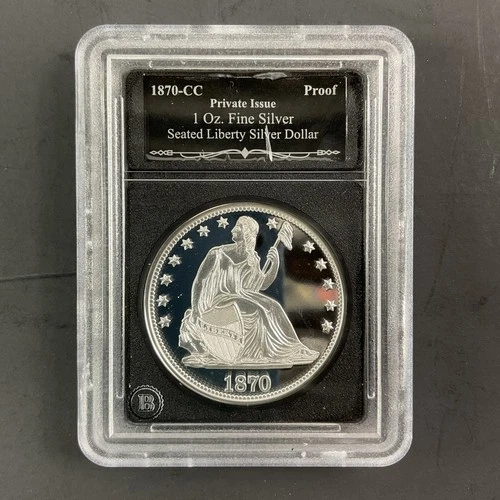 1870 CC Proof Seated Liberty Bradford Exchange 1 oz Silver Round Private Issue
