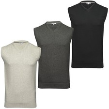Xact Mens 100% Cotton Knitted V‑Neck Sleeveless Vest Tank Top Jumper