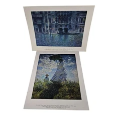 Claude Monet Art Print Set Of Two Palazzo Da Mula & Woman With A Parasol 11"x14"