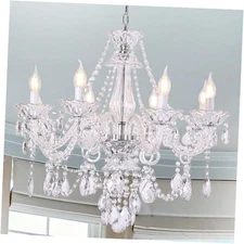 Contemporary Clear Crystal Chandelier, Elegant Candle Style Chandelier Clear 8