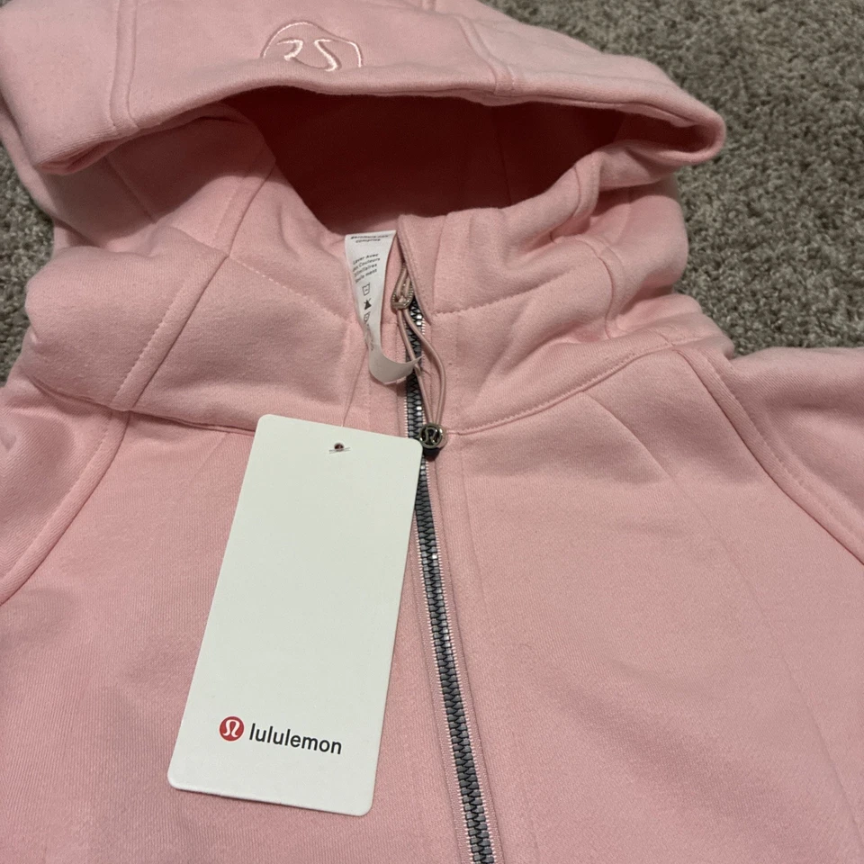 Lululemon 连帽衫女式 6 Heathered 粉色潜水全拉链拇指孔运动衫 — 第 2/4 张图片