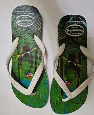 Havaianas IPE Amazona Mens Pre-owned Flip Flops Size 10-11  Green/white