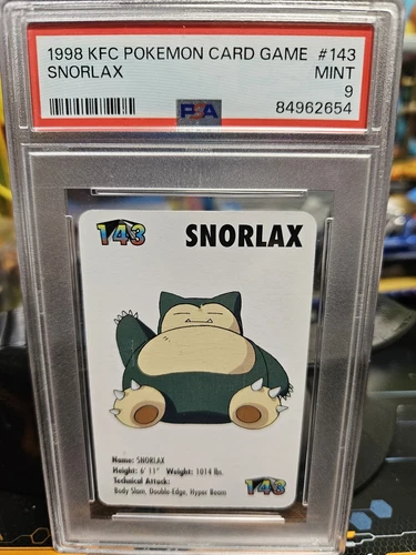 SNORLAX #143 Pokemon Card Game Mini KFC 1998 Nintendo PSA GEM MINT 9