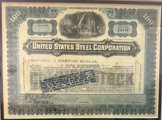 Vintage 1943 United States Steel Stock Certificate #2 JP Morgan Schwab Signature
