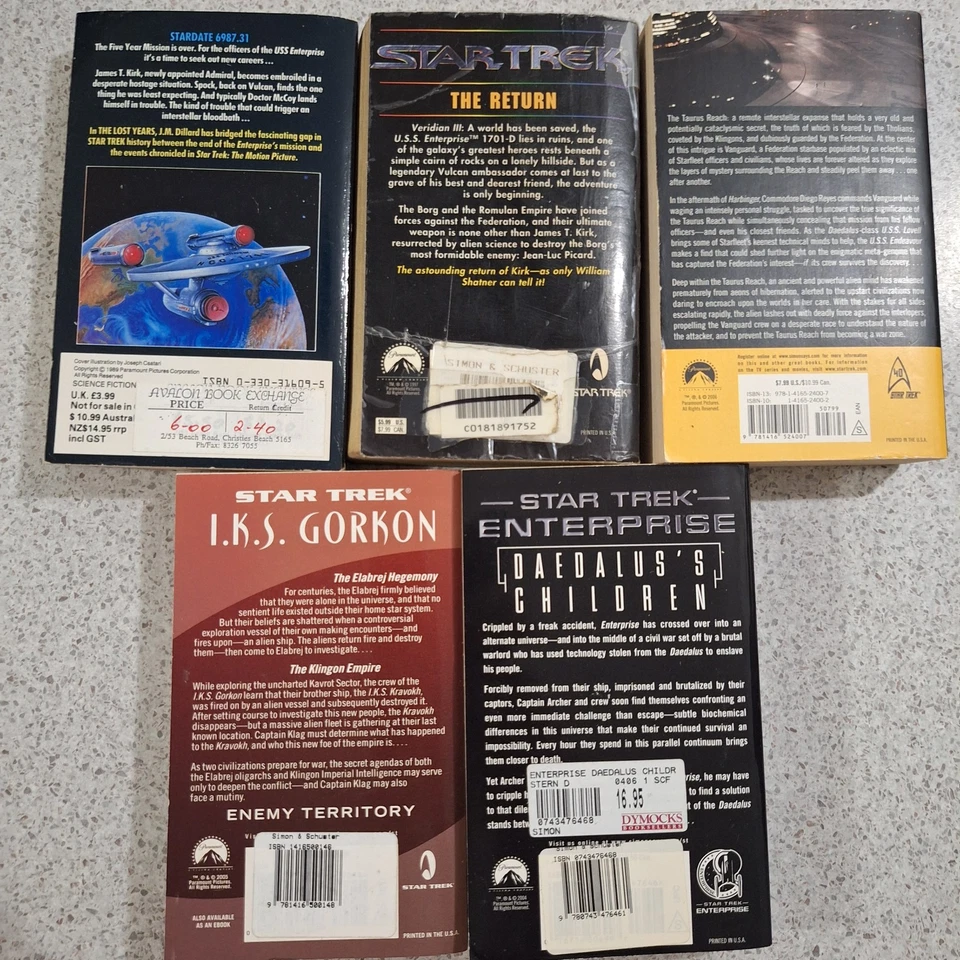 Star Trek Random Books x5 Paperback Books, Pocket Books, - image 2 of 4