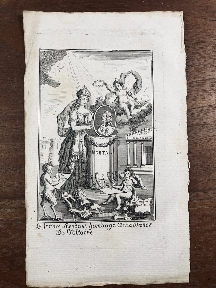 Voltaire entre au Panthéon 1791 Desmoulins Rare Gravure Révolution Française - Photo 4/4