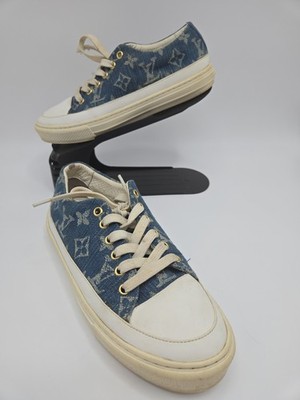 Louis Vuitton Stellar Blue Denim Monogram Rubber Lace Up Sneakers US 6 | EU 38