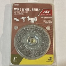 ACE 3" Fine Wire Steel Wheel Brush 1/2-3/8" Arbor Hole 2099646
