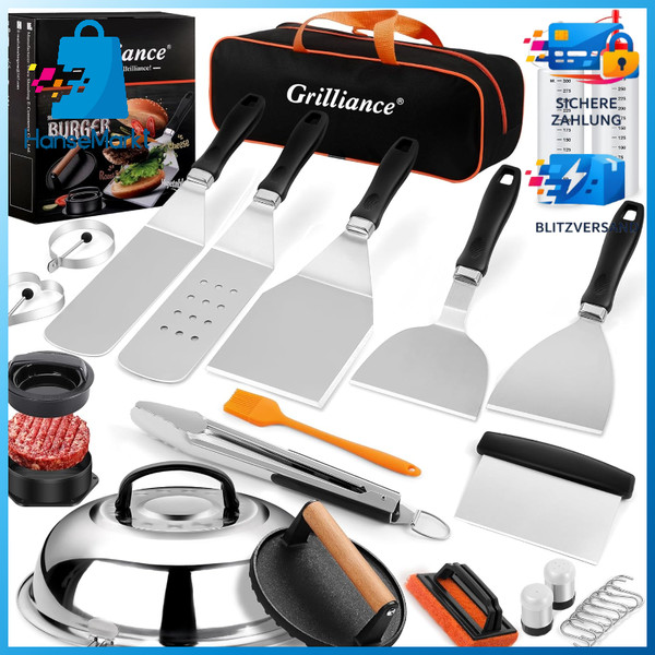 Grillspachtel ZubehöR Set 27-TLG Edelstahl Teppanyaki Bbq Grillbesteck MäNner-image