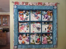 Snowman quilted wall hanging 47"x47"