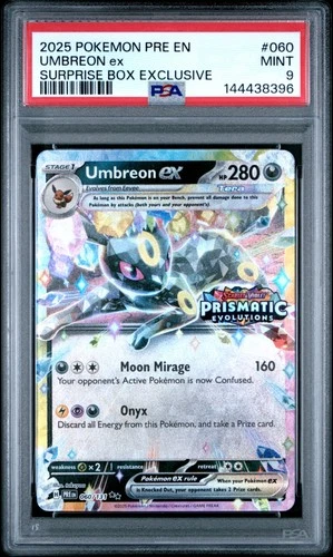 2025 POKEMON PRE EN-PRISMATIC EVOLUTIONS SURPRISE BOX EXCLUSIVE UMBREON EX PSA 9
