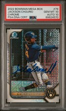 2022 Bowman Mega Box Chrome #79 Jackson Chourio On Card Auto PSA 10/10