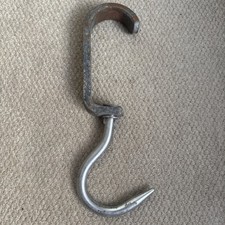 Vintage Butchers Hook Industrial Glavanised Steel Heavy Duty Rail Hanging