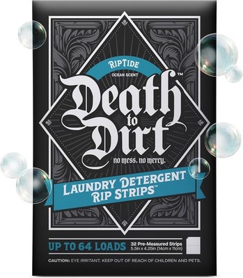 Death to Dirt Laundry Sheets 64 Loads Ocean Scent Plant Based Detergent