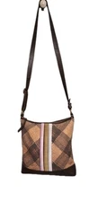 new without tags Ladera the sak collection crossbody brown plaid.canvas stripes