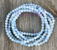 Wholesale 6 Pcs Natural Aquamarine 4mm Faceted 7.5  Stretch Bracelet