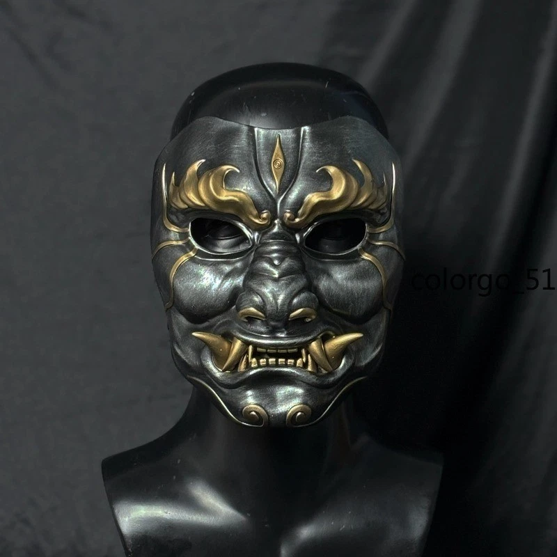 Mask Full Face Black Gold National Armor Hanfu Cosplay Props Wearable Helemet - Image 3 of 4