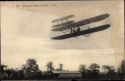 Ak Aeroplane Wilbur Wright, Doppeldecker - 4802596