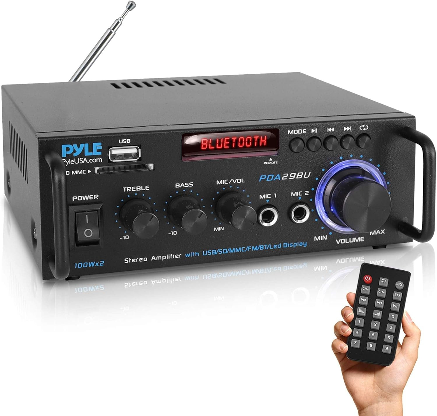 Amplificatore Audio Stereo Pyle 200W Bluetooth con Ingresso Phono RCA