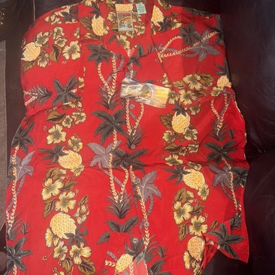 Pineapple Connection Hawaiian Shirt  Small Red  Hawaiian Rayon