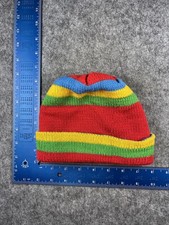 Hat Beanie Boys One Size Multicolor Striped Knit Cuffed Winter Casual Colorful