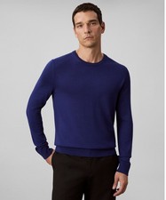 Calvin Klein Mens Blue Merino Wool Crew Neck ...
