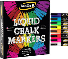 Chalk Markers - 8 Vibrant, Erasable, Non-Toxic, Water-Based, Reversible Tips. fo