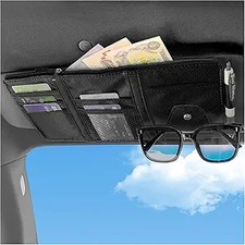 Car Visor Organizer with Sunglass Holder, Multi-Functional Car Su Color: Black