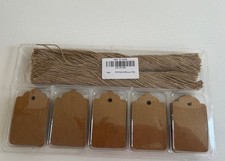 180 Brown Kraft Paper Tags with Jute String Use for Crafts Retail Gift Bags