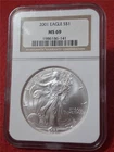 2001 American S$1 Silver Eagle Dollar ASE NGC MS 69                  #MF-2708