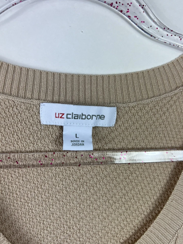 Liz Claiborne Sweater Vest Women's Sz L Brown Sleeveless Scoop Neck Varied Knit - Image 2 of 4