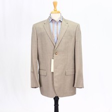 Perry Ellis 44R Beige Sport Coat Blazer Jacket Striped 2B Polyester