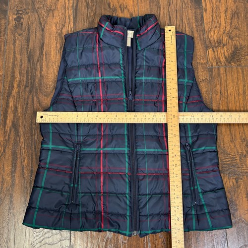 LOFT Quilted Puffer Vest Medium Navy Blue Plaid Full-Zip Pockets Women's - Bild 8 von 12