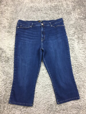 Lee Slim Straight Capri Jeans Womens Size Blue Dark Wash 3517855