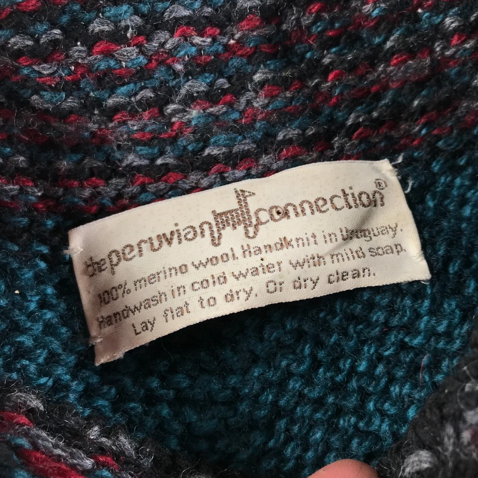 Suéter Grande De Colección Peruvian Connection Para Hombres Lana Merino Azul Gris Rojo Púrpura Foto 3 de 4