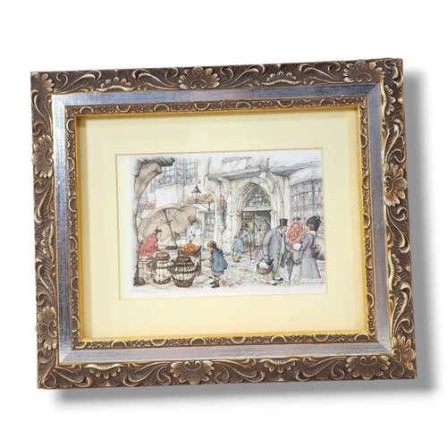 Street Vender Anton Pieck 1970 Print By D.A.C., N.Y. VTG Hobby Lobby Frame