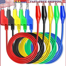 Stackabe Banana Plug to Alligator Clips Test Leads 5 Colors Flexible Wire Cable