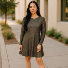 Michael Kors metallic Knit long sleeve dress Large Size