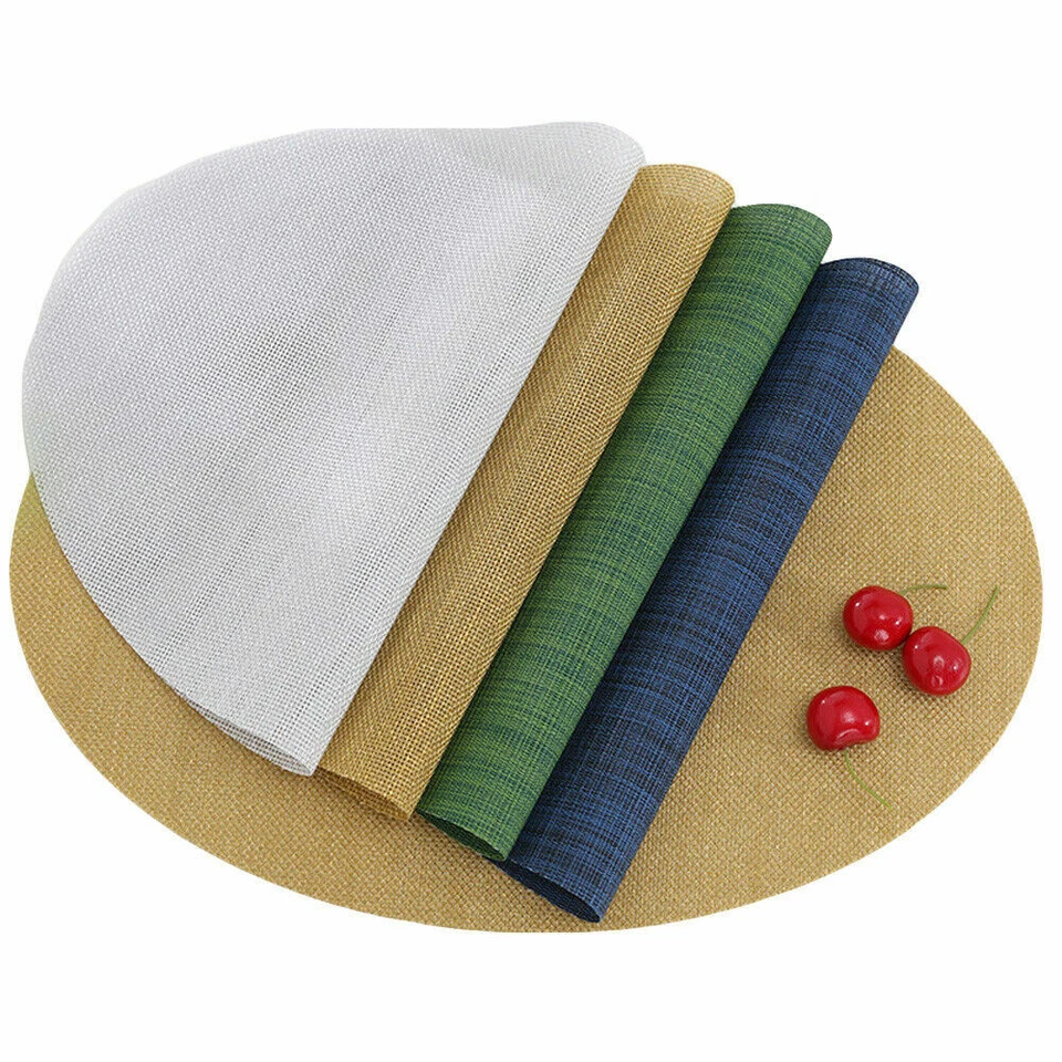 Oval Placemat Solid Color Non-Slip Heat Insulation Coaster Table Tableware Mats - Image 2 of 4