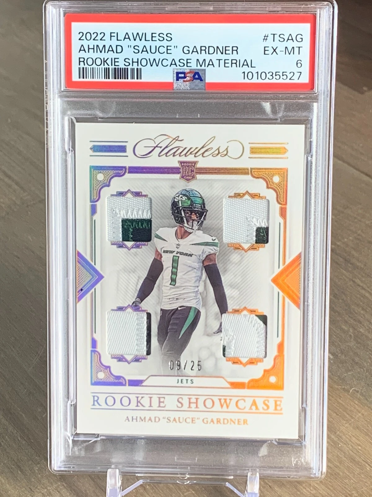 Sauce Gardner Panini Flawless Rookie Showcase Materials #TSAG Base